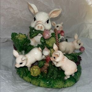 Charming Pig Figurine with Vegetables